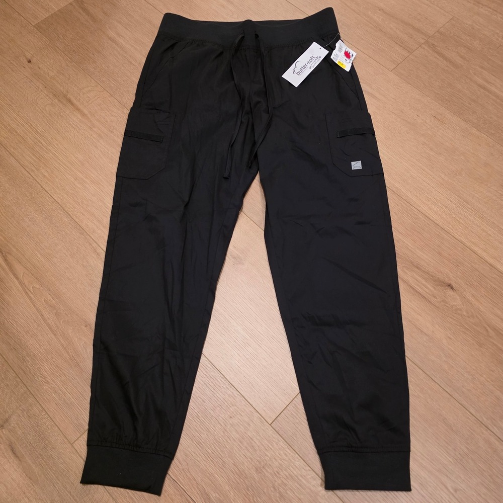 Butter-Soft Stretch Black Scrub Joggers Adult Medium Petite BSS708 NWT